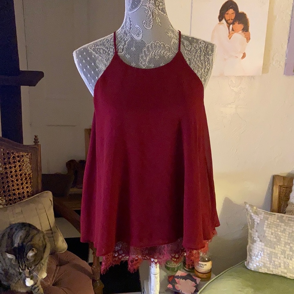 Spaghetti Strap Maroon Blouse